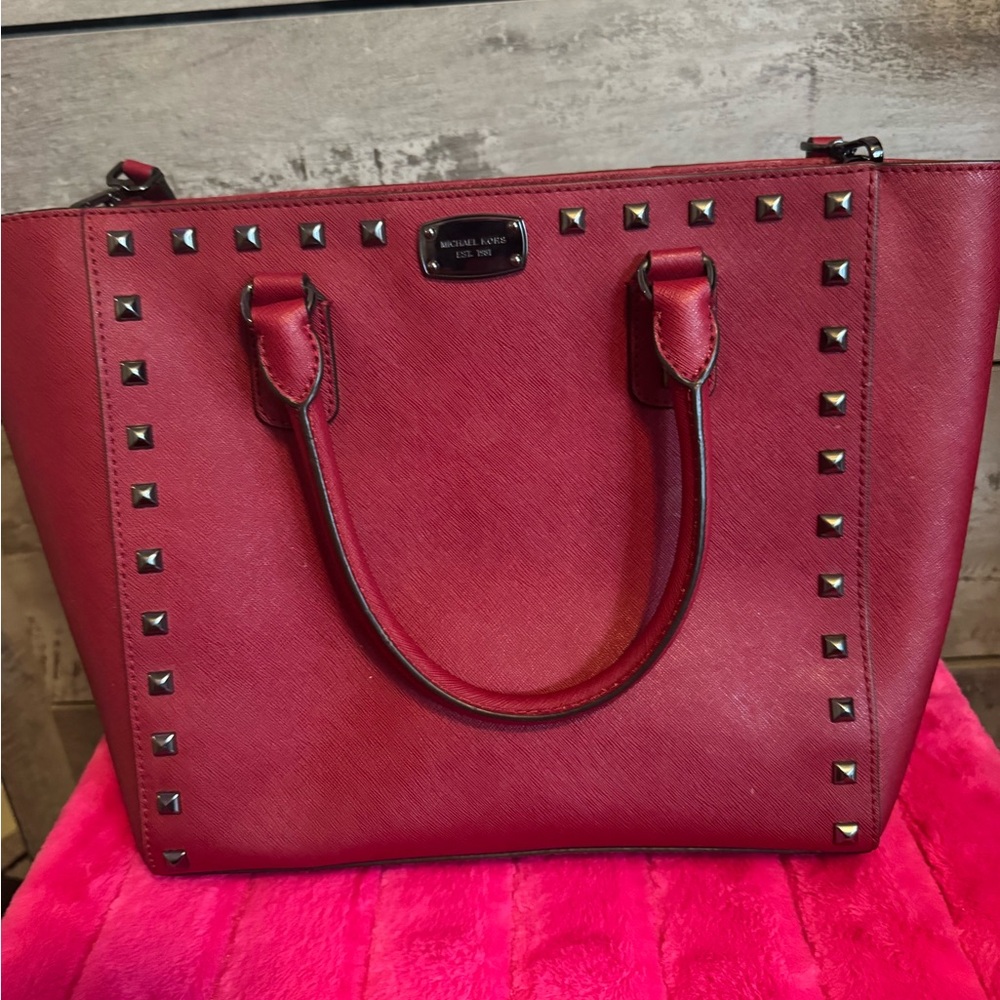 Michael Kors Burgundy Studded Tote